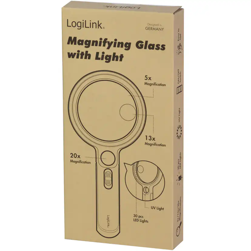 Förstoringsglas LogiLink Ø9cm med LED-belysning