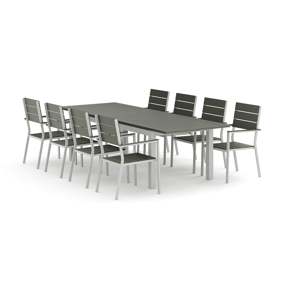 Trädgårdsgrupp Comfort Garden Monaco utomhus matgrupp förlängningsbart 210/310x90 med 8 Tunis stapelstolar