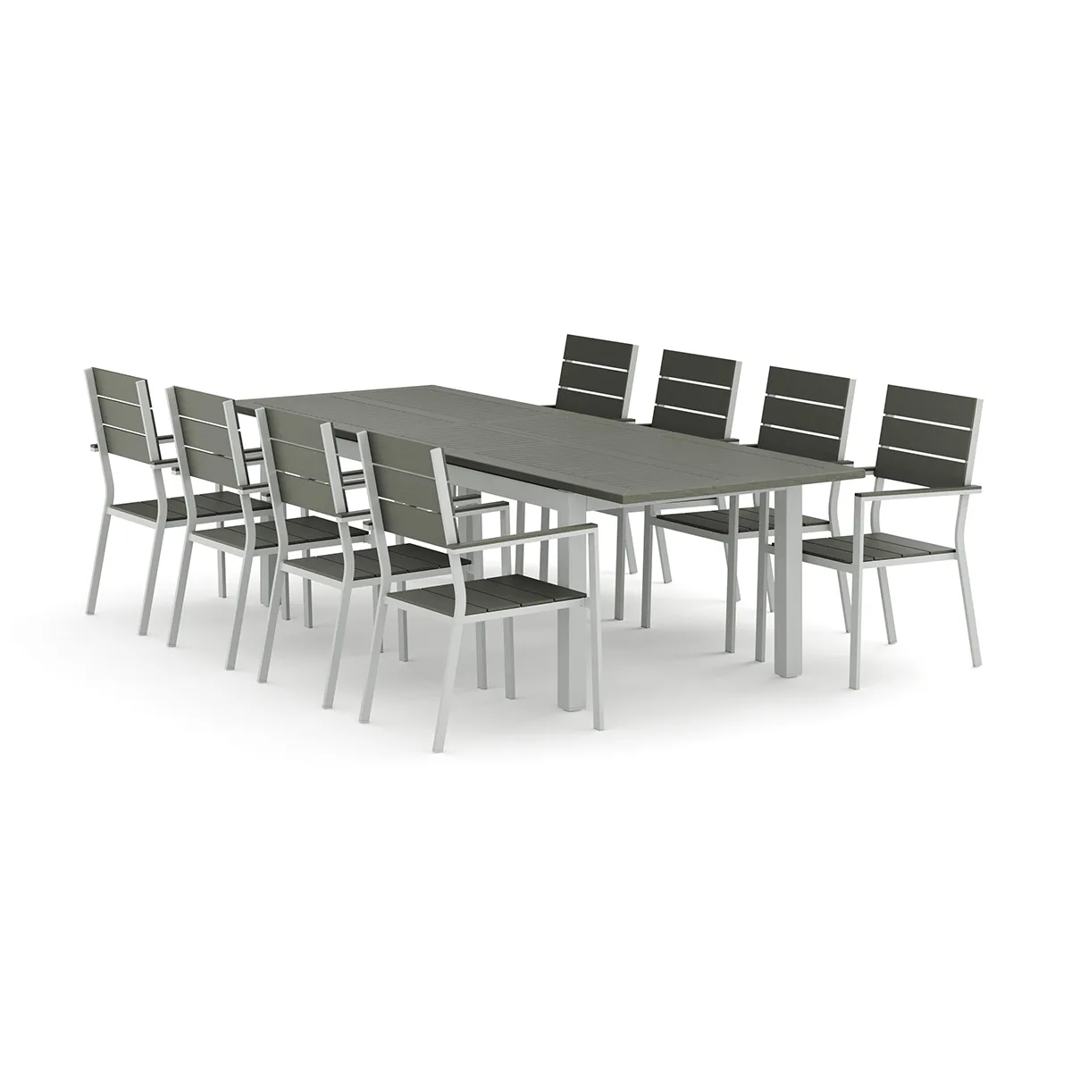 Trädgårdsgrupp Comfort Garden Monaco utomhus matgrupp förlängningsbart 210/310x90 med 8 Tunis stapelstolar