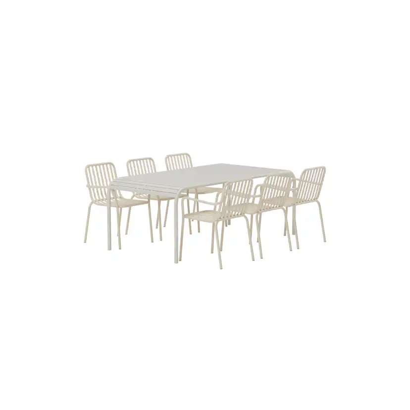 Matgrupp Utomhus Venture Home Borneo 100x200 cm med 6 st Peking Trädgårdsstolar