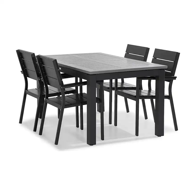 Matgrupp Comfort Garden Monaco 152-210 med 4 Stapelstolar Tunis