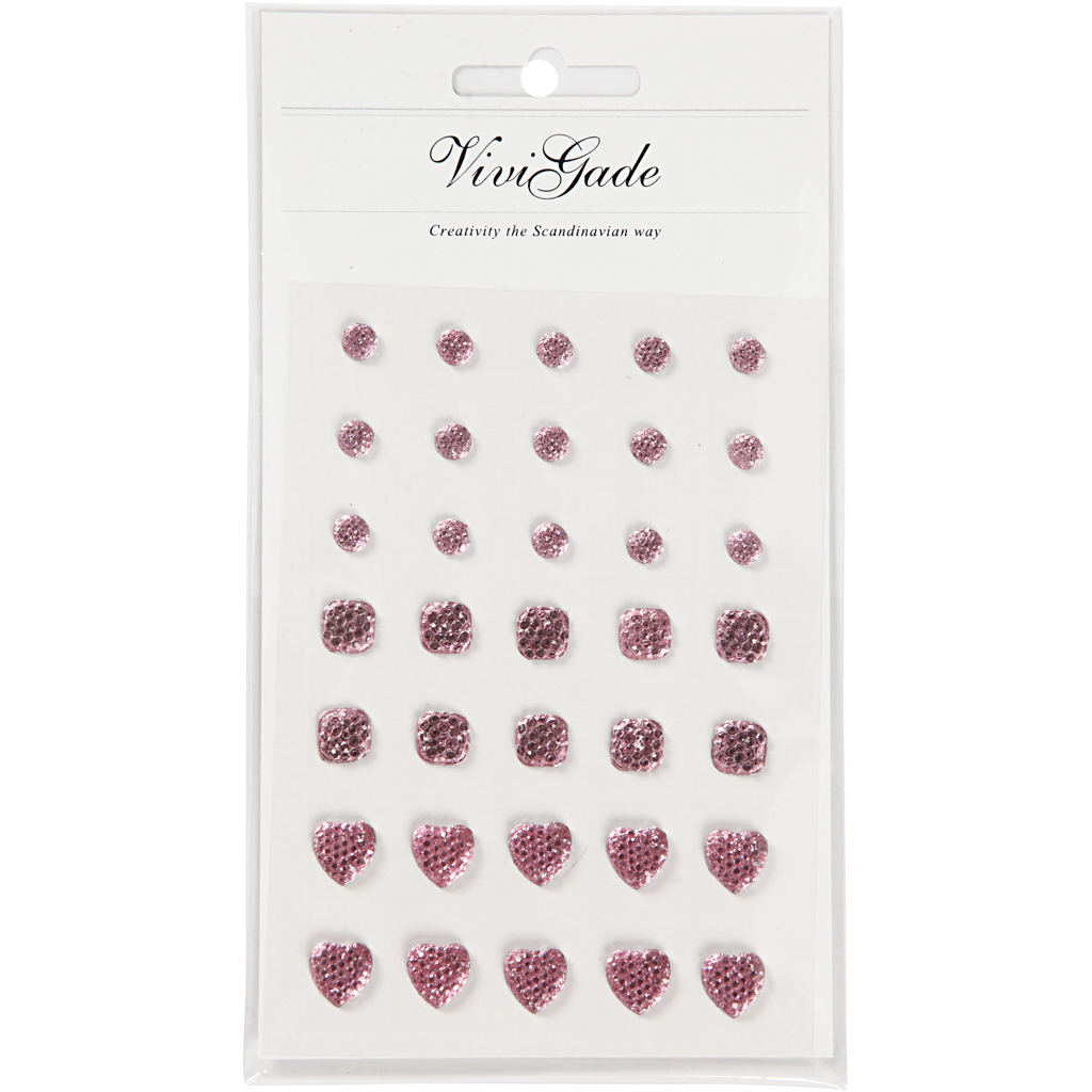 Rhinestones Creativ Company (Rund, Fyrkant, Hjärta) 35 St/1 Förp