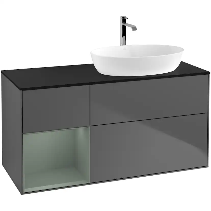 Tvättställsskåp Villeroy & Boch Finion med 3 Lådor Hylla och Bänkskiva för Ocentrerat Tvättställ från Artis & Collaro