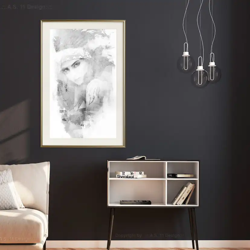Poster Artgeist Affisch Ethnic Look Svart/Vit