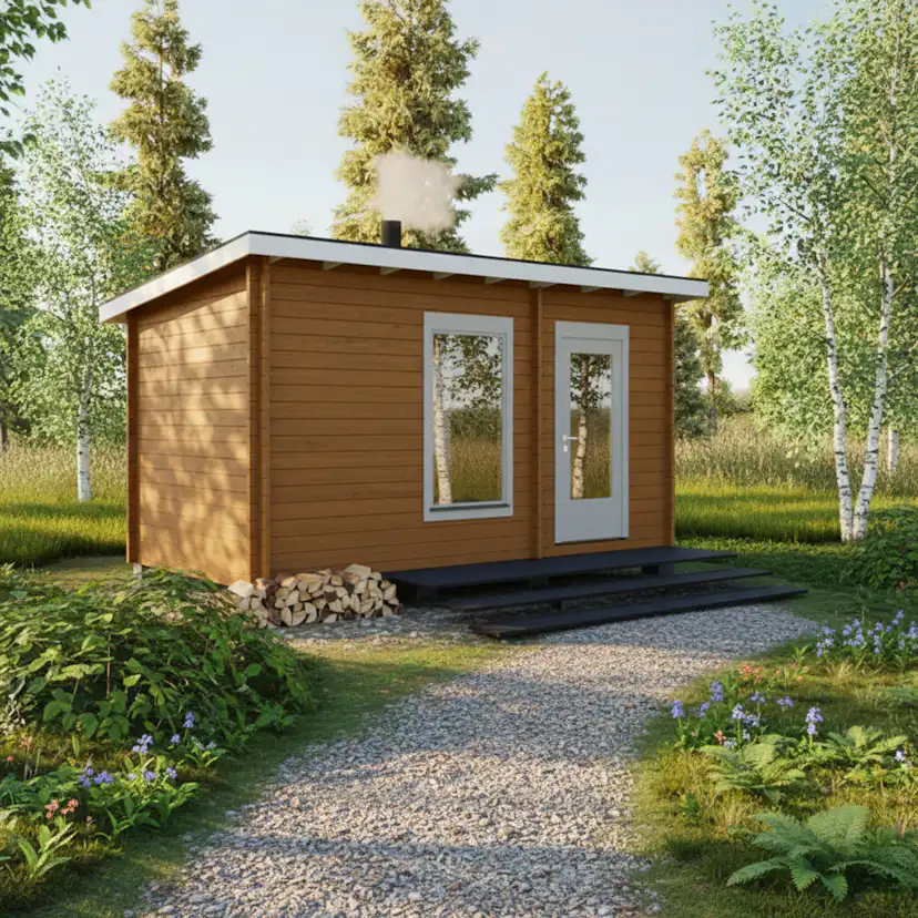 Bastu LP Garden 11,2 m² Modern Pulpettaktkonstruktion
