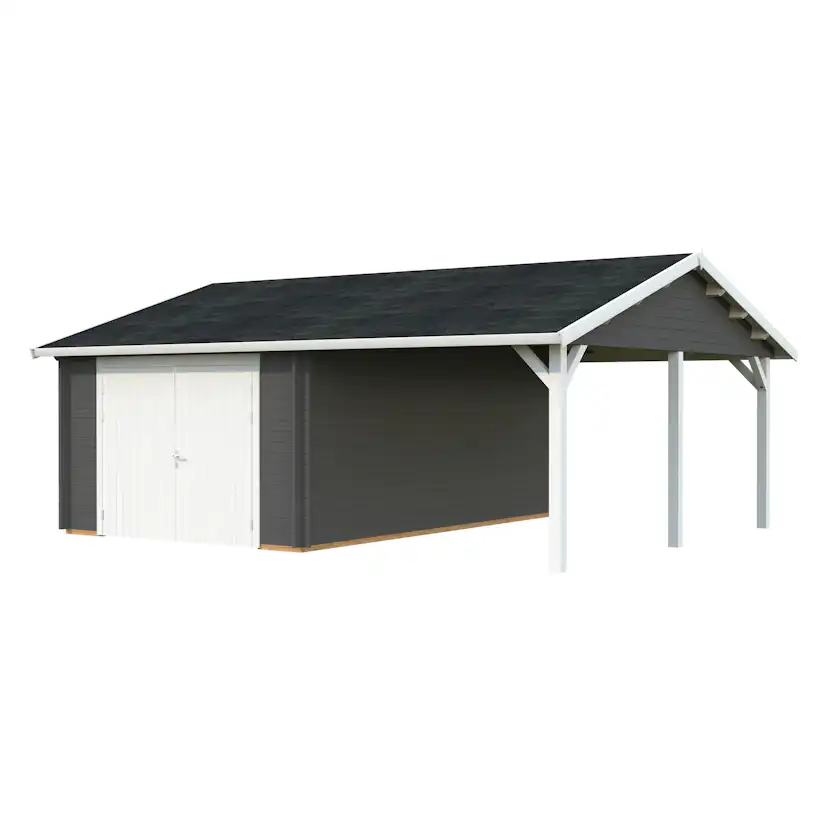 Garage Palmako Roger med Carport 36,5 m2 och Slagport