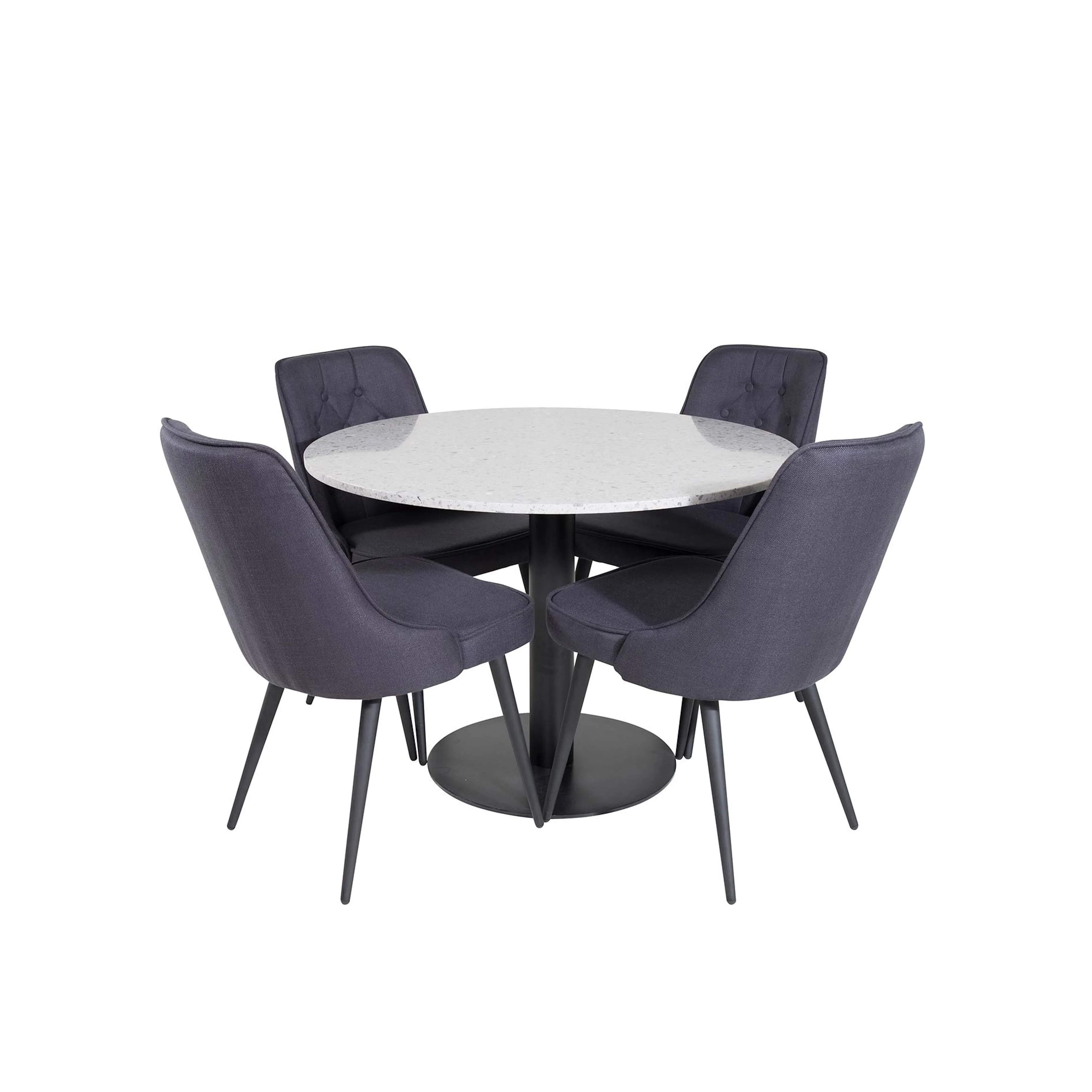 Razzia Table -Grey/Black+Velvet Deluxe Chair-Black Fabric_4 Grå/Svart