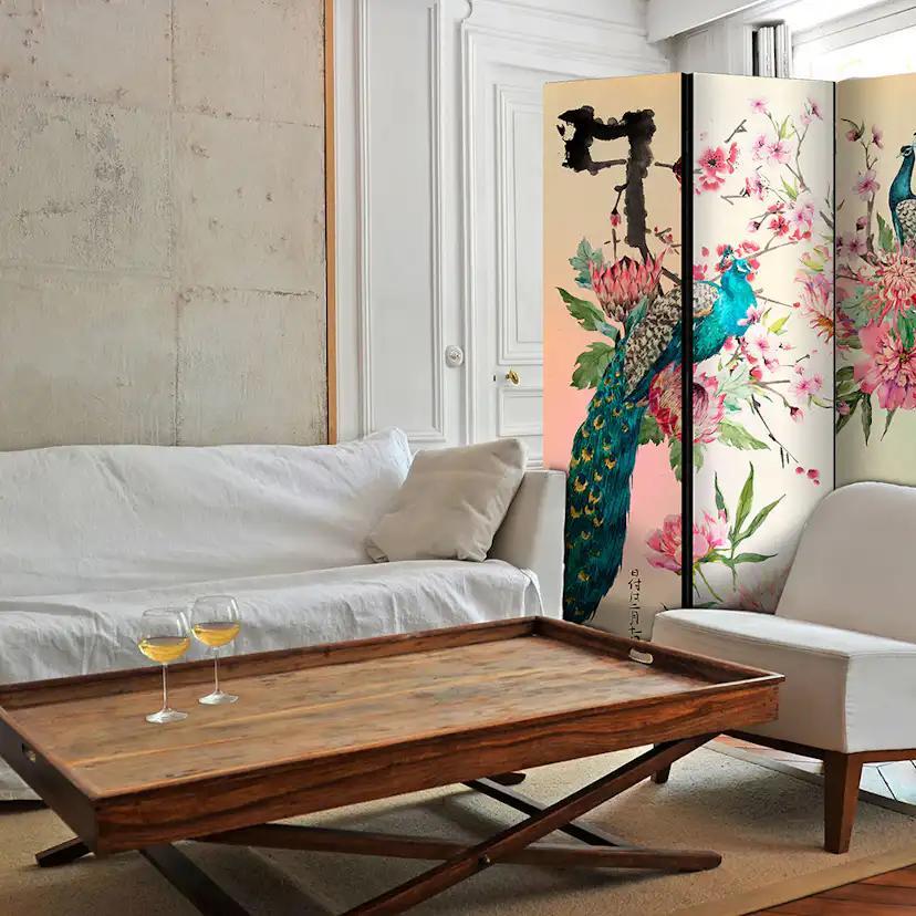 Rumsavdelare Skärmvägg Arkiio Peacock Love 135x172 cm