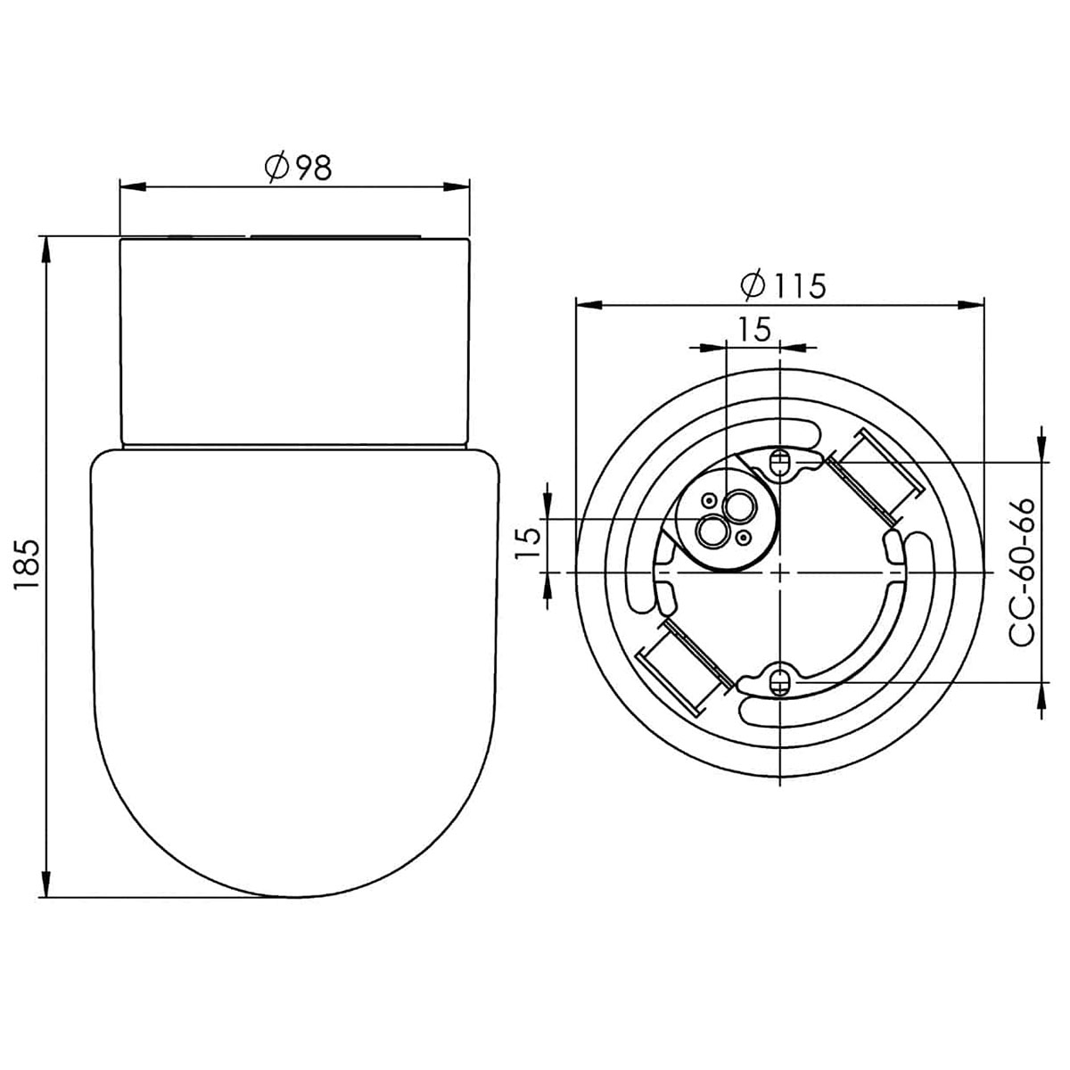 Vägg-/Taklampa Ifö Electric Fridhem Rak IP54 LED