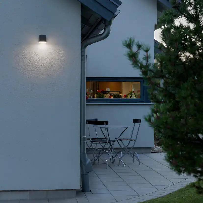 Monza vägglykta ned kub 6W "High Power" LED mörkgrå Ned 6W