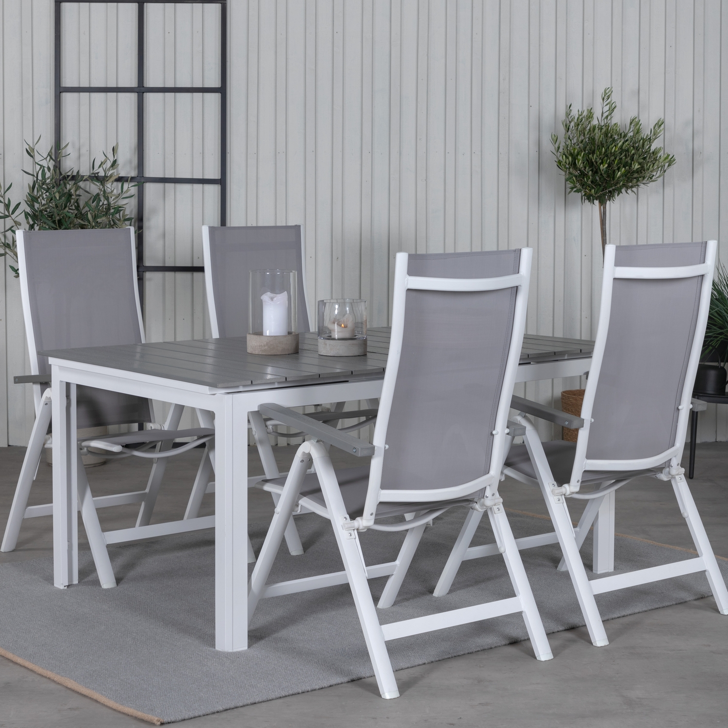 Matgrupp Venture Home Lova 160 Vit med 4 Aleyna Positionsstolar