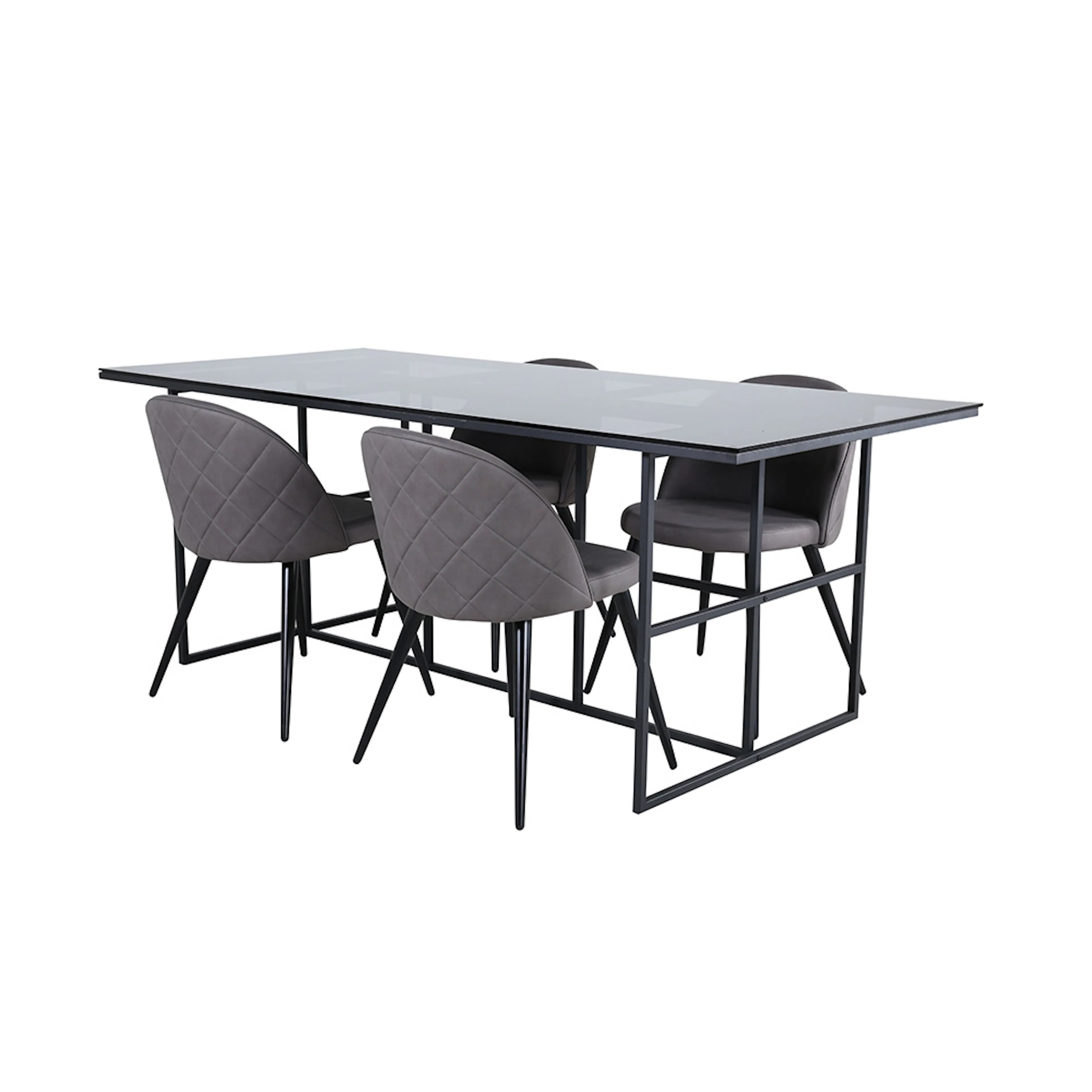 Leif Dining Table  - Black / Black smoked smoked Glass+Velve Material Mikrofiber
