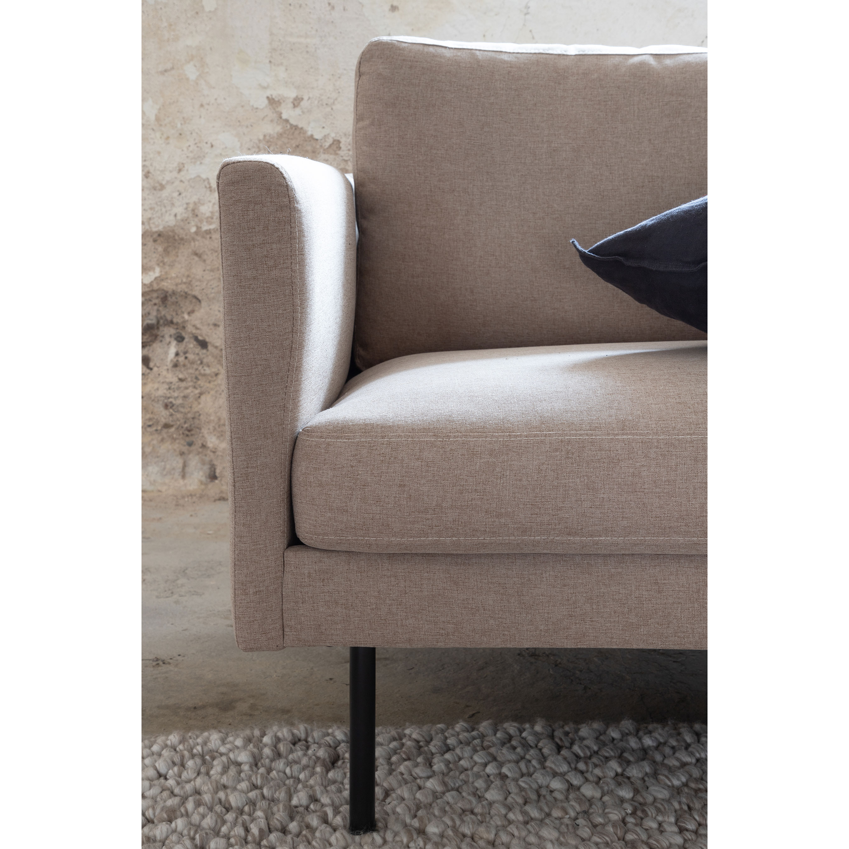 Zoom 3-seat Sofa - Black / Brown Fabric Brun