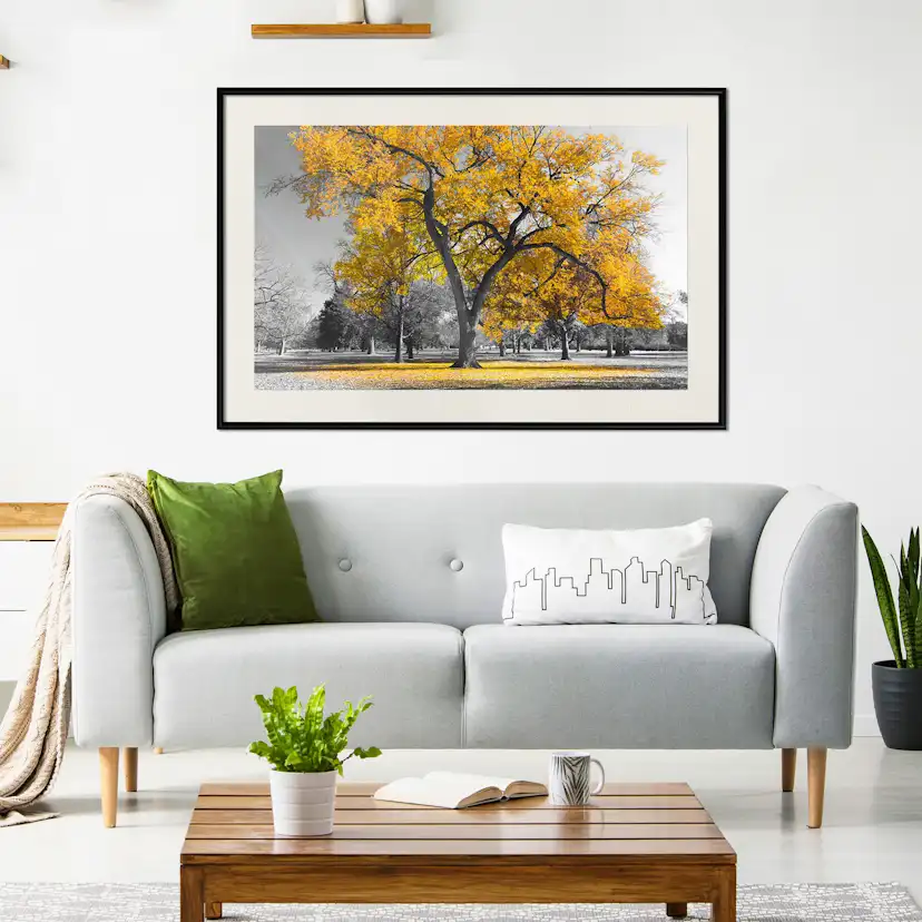 Poster Artgeist Affisch Autumn in the Park Gold