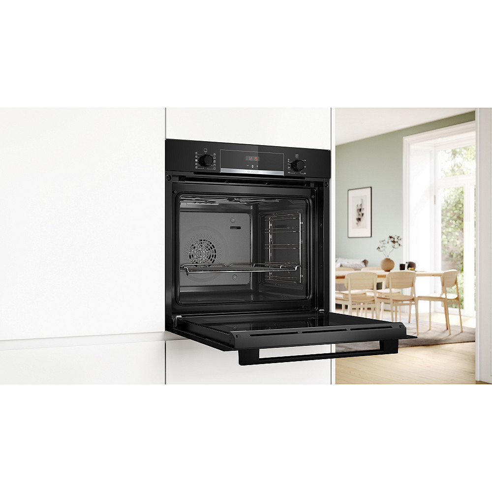 Inbyggnadsugn Bosch HQA534BB3 Serie 4 Svart med Ångfunktion och Avancerad Varmluftsteknik