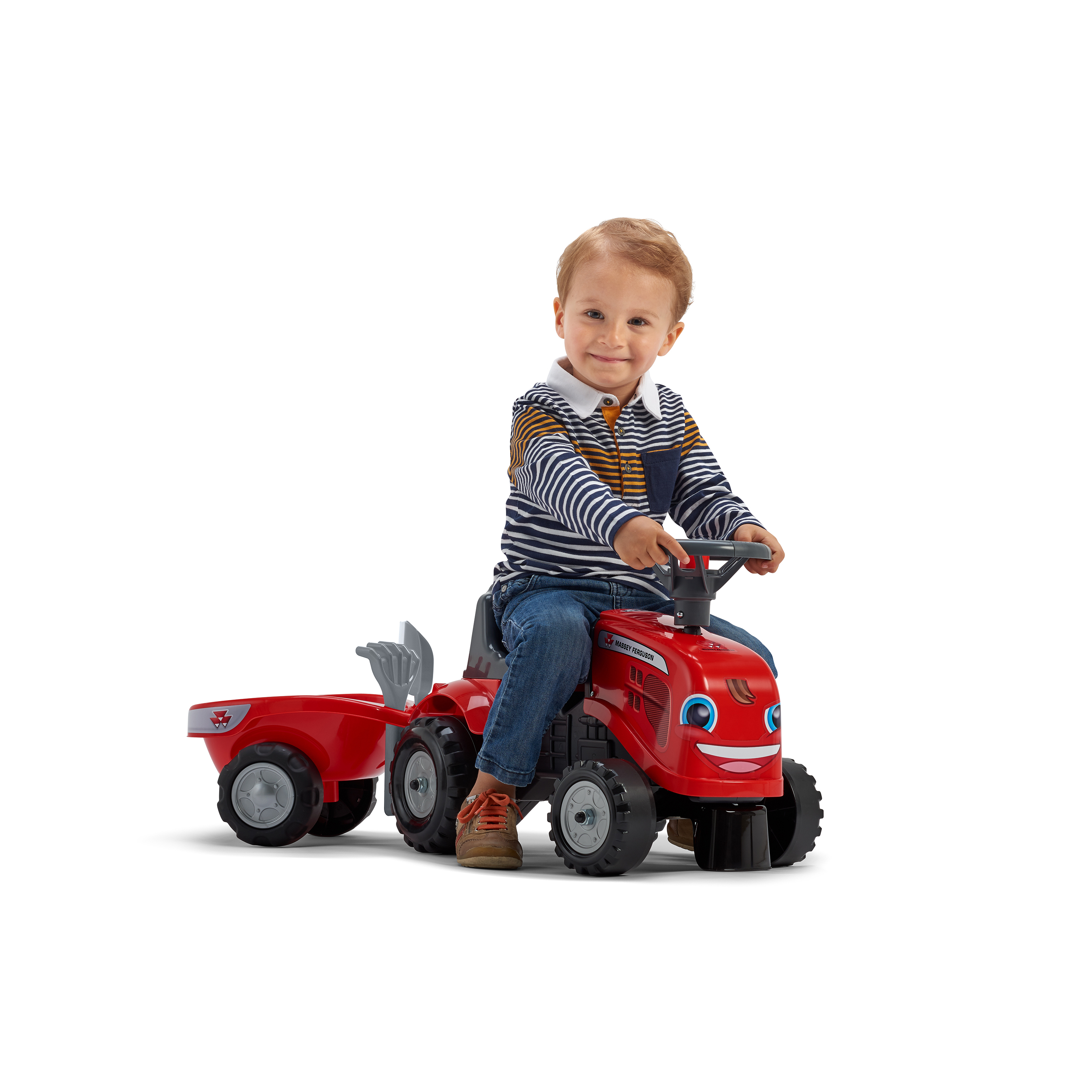 Sparkbil FALK Traktor m. trailer, kratta och skyffel Baby Massey Ferguson