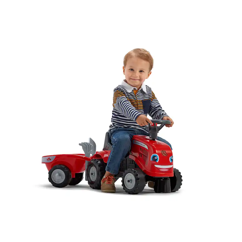 Sparkbil FALK Traktor m. trailer, kratta och skyffel Baby Massey Ferguson