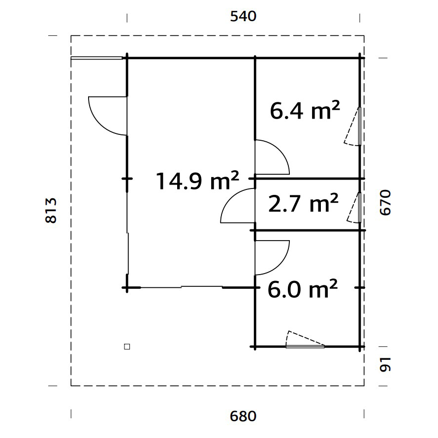 Trädgårdshus Palmako Cecilia 32,4 m2