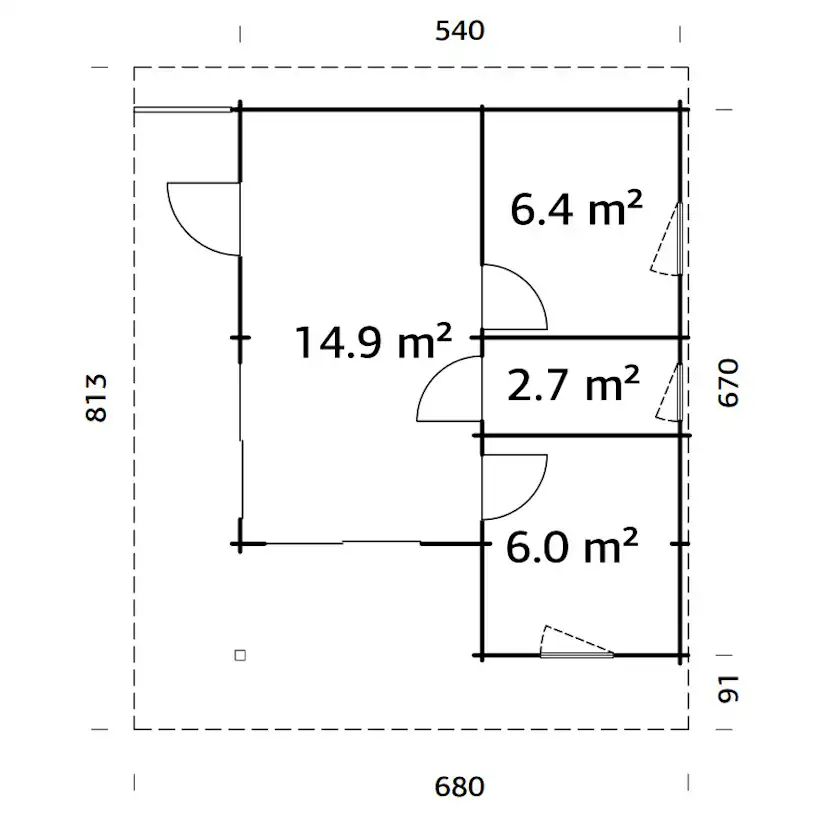 Trädgårdshus Palmako Cecilia 32,4 m2