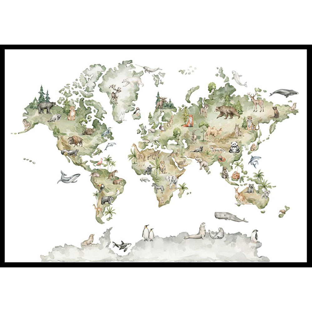 Poster Gallerix Animal World Map