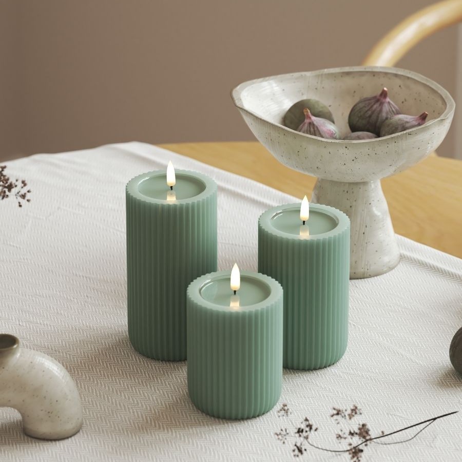LED-Blockljus UNIQUE Candles Stripe 8x12,5 cm