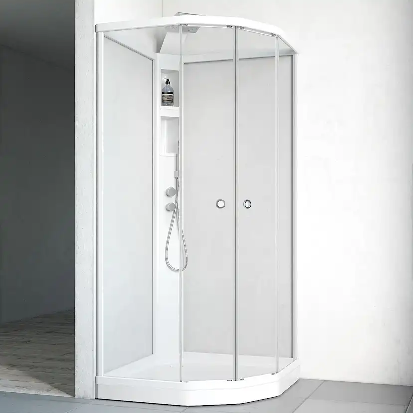 Flow kab Semi InfBl 7x9 V KL 710x910 mm, Vit Profil, Klarglas