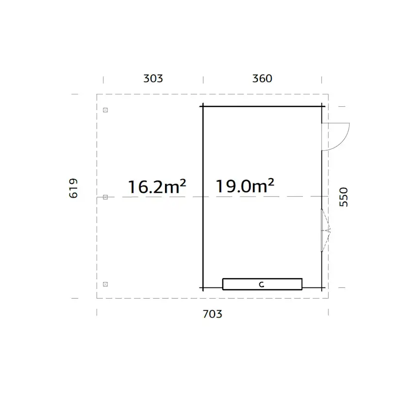Garage Palmako Roger med Carport 36,5 m2 och Takskjutport