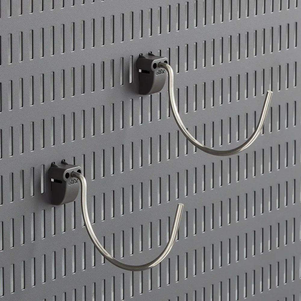 Stor Rund Krok Elfa Garage+ för Förvaringstavla 2-pack