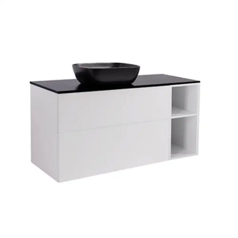 A IS90+30Ö MVIT BS SV+TS REKSV Färg: Mattvit, Färg Tvättställ: Svart, Färg Bänkskiva: Svart, Rektangulär Form, Storlek: 740x1210 mm