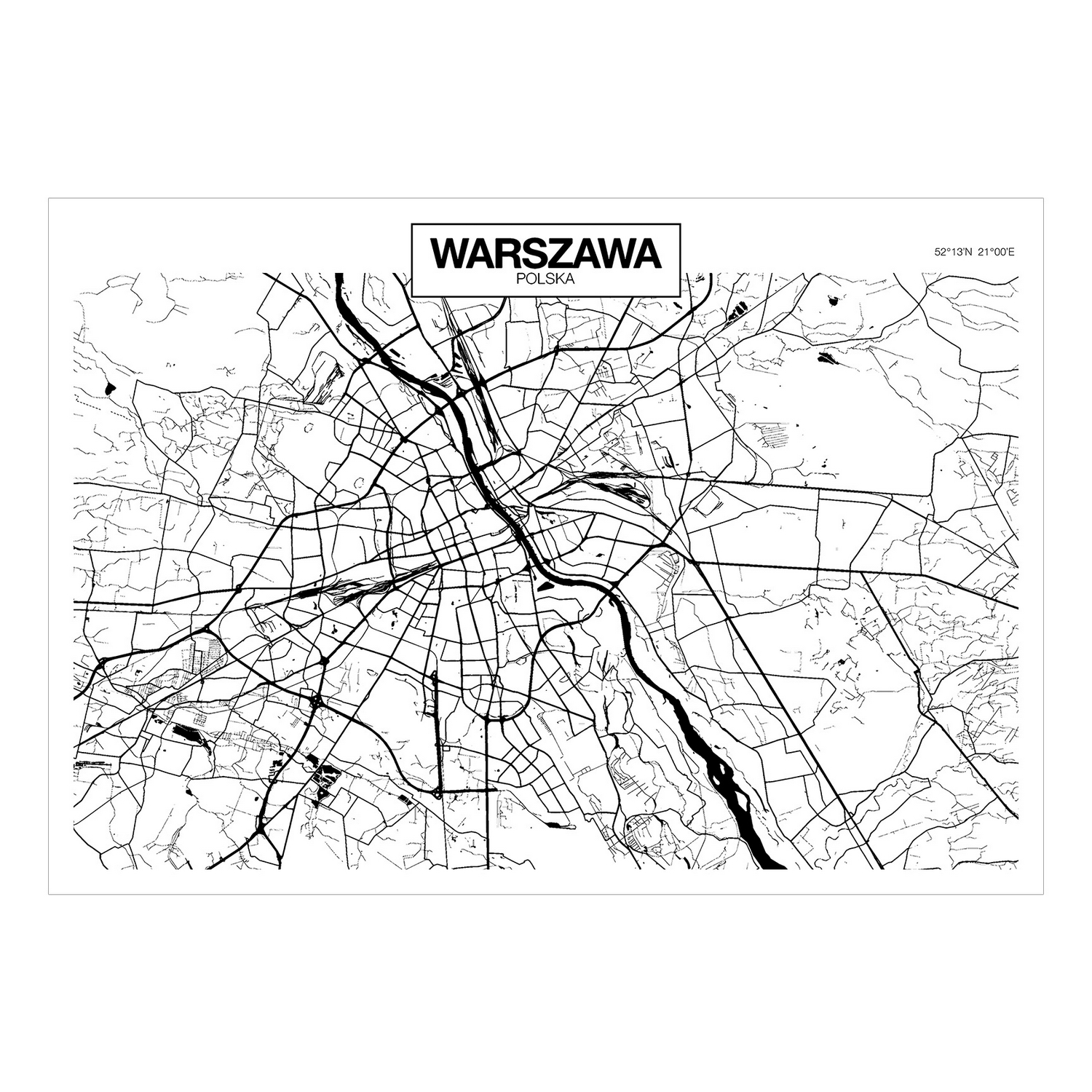 Fototapet Arkiio Självhäftande Warsaw Map