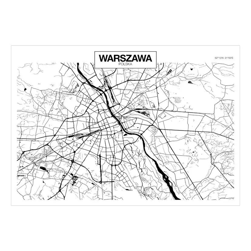 Fototapet Arkiio Självhäftande Warsaw Map