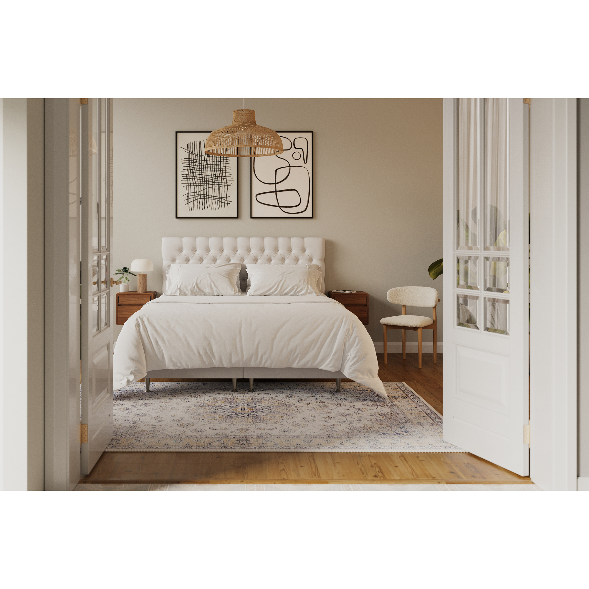 Hilton Lyx Komplett Sängpaket 180x200 cm Kontinentalsäng med Ljusbeige