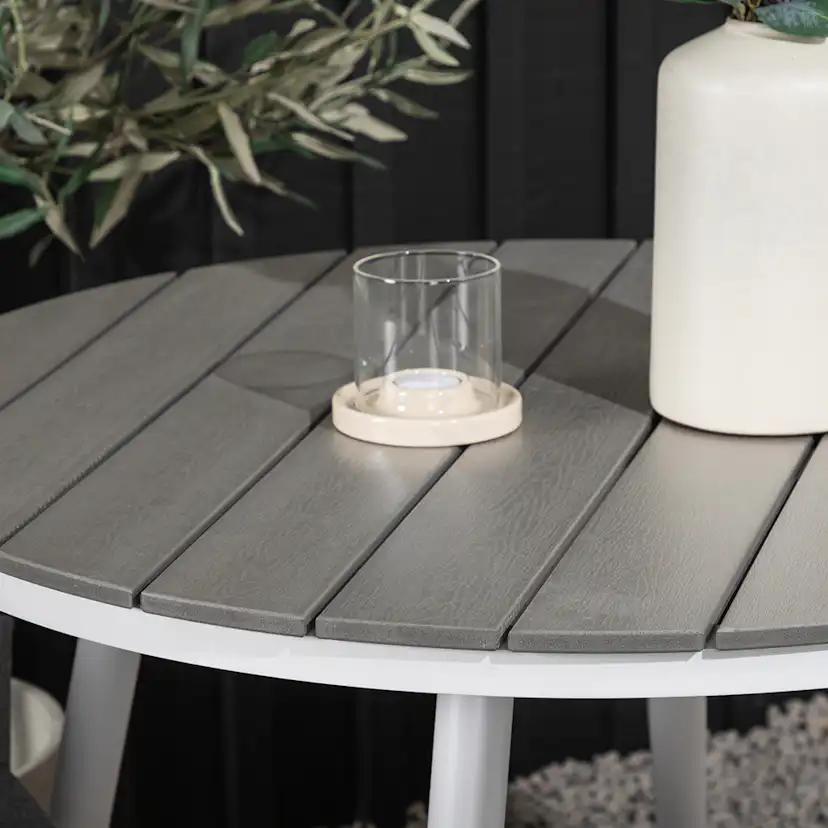 Break - Dining Table Round- White / Grey - Alu / Aintwood - Grå/Vit
