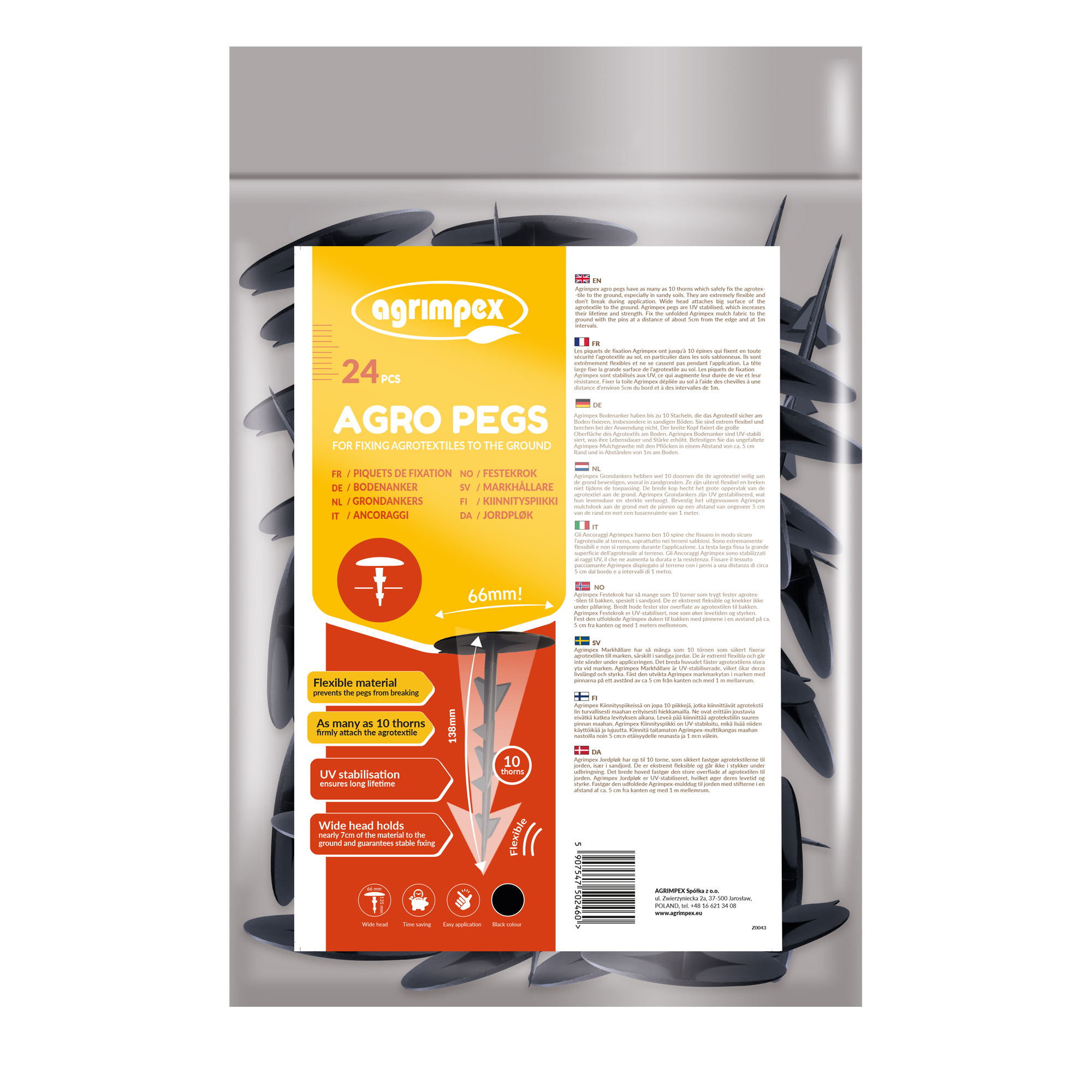 Markhållare Jabo Agrimpex Svart 24 st