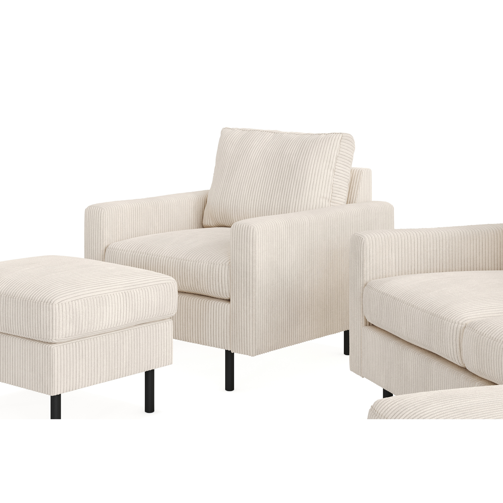 Soffgrupp Scandinavian Choice Peppe 3-sits Vändbar Divan med Fåtölj och Fotpall