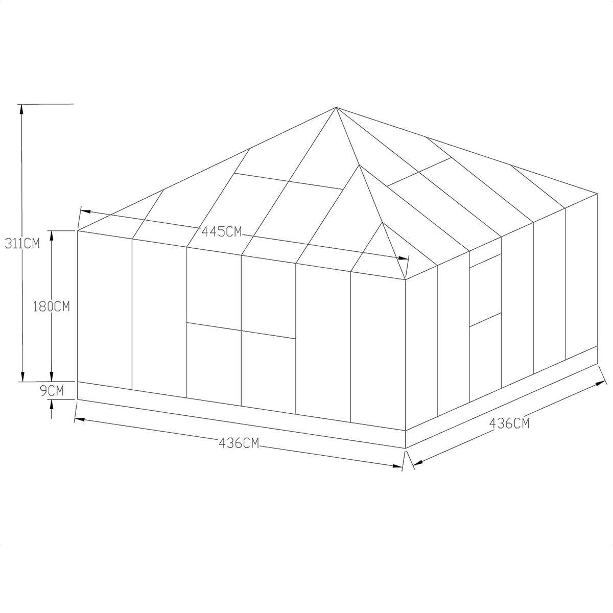 Växthus Metalcraft 19 kvm Kvadrat