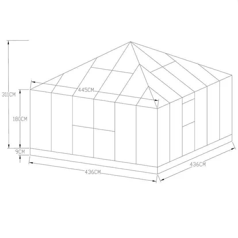 Växthus Metalcraft 19 kvm Kvadrat