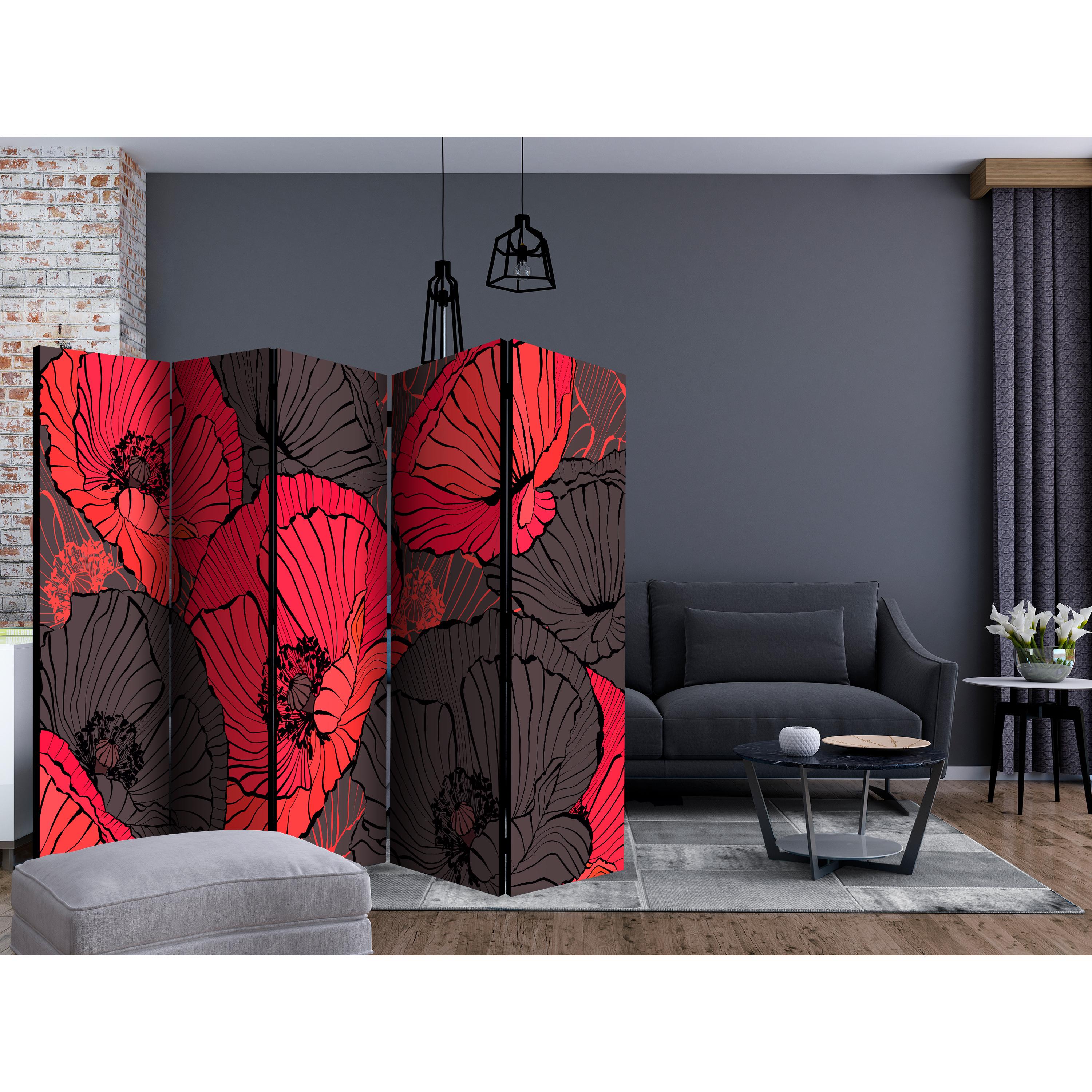 Rumsavdelare Skärmvägg Arkiio Pleated Poppies II 225x172 cm