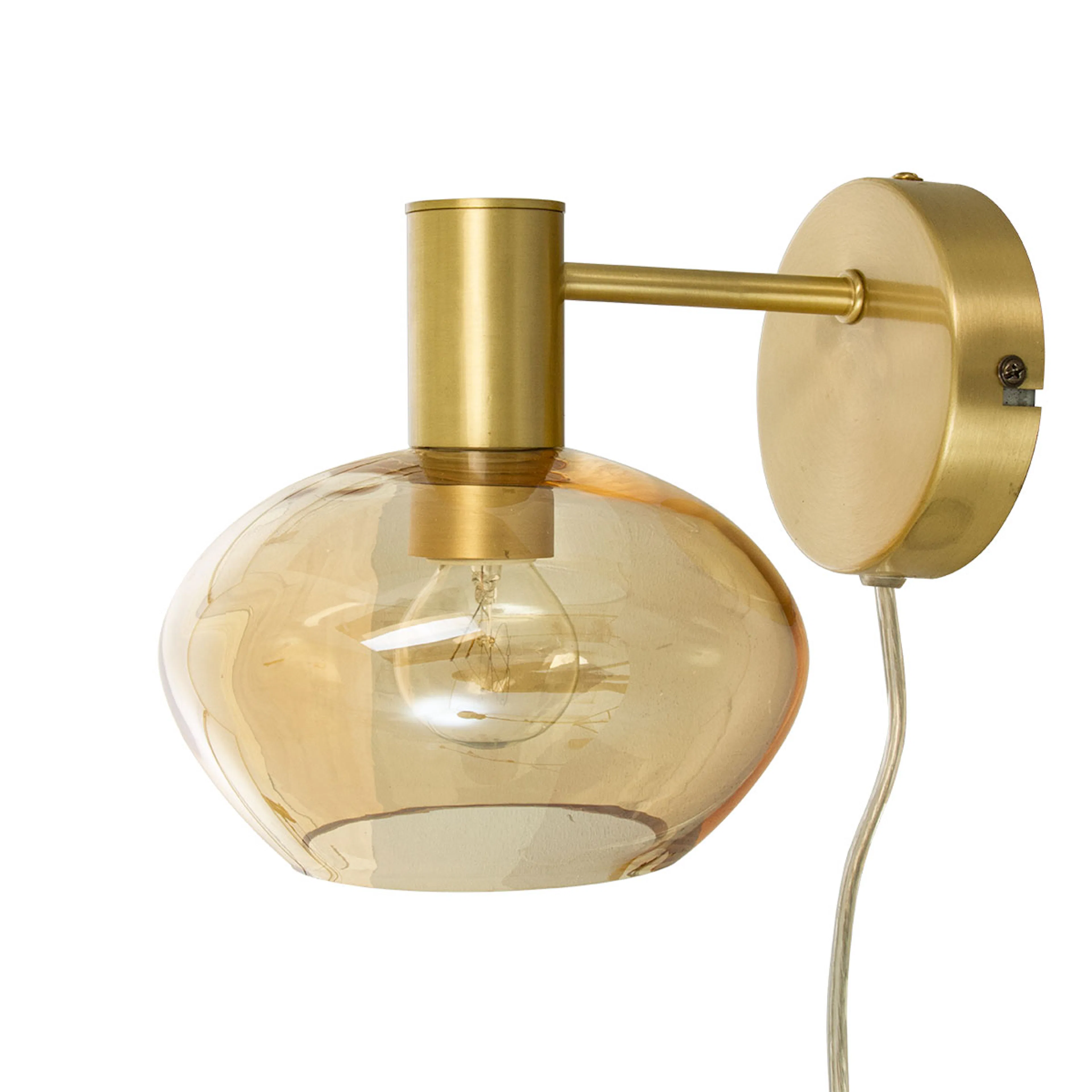 BELL vägglampa, matt mässing/amber Matt Mässing/Amber