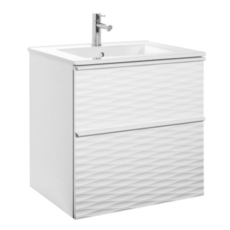 ISELLA AQUA WAVE 60 vit, HANDTAG VITT MATT, handfat PORSLIN BxHxD: 613x610x464 mm, Matt Vit, Tvättställ: Porslin, Handtag: Mattvit