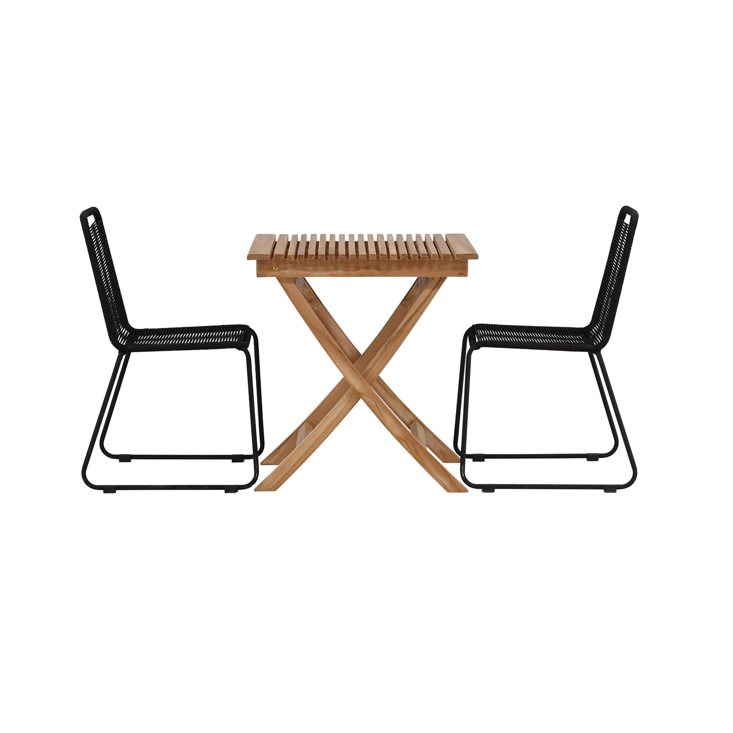 Matgrupp Venture Home Ghana Teak 70x70 cm med 2 Lindos Stapelstolar