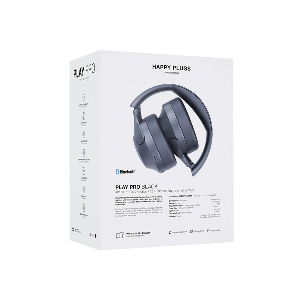 HAPPY PLUGS Hörlur Play Pro ANC Over-Ear Wireless Svart