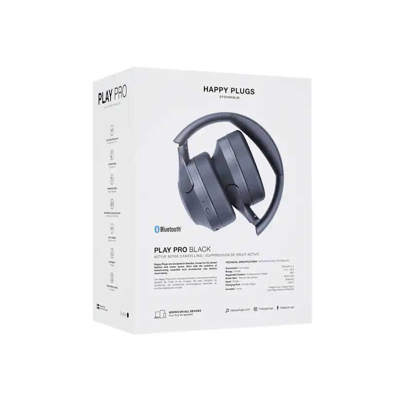 HAPPY PLUGS Hörlur Play Pro ANC Over-Ear Wireless Svart