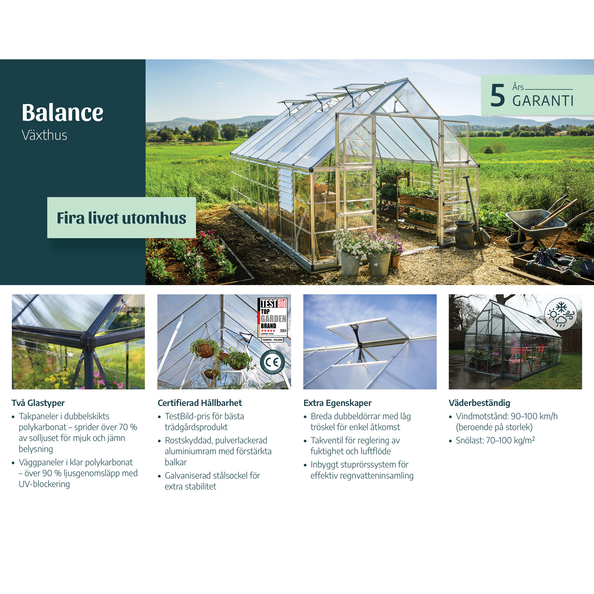 Växthus Canopia by Palram Tylösand 8,9 m²