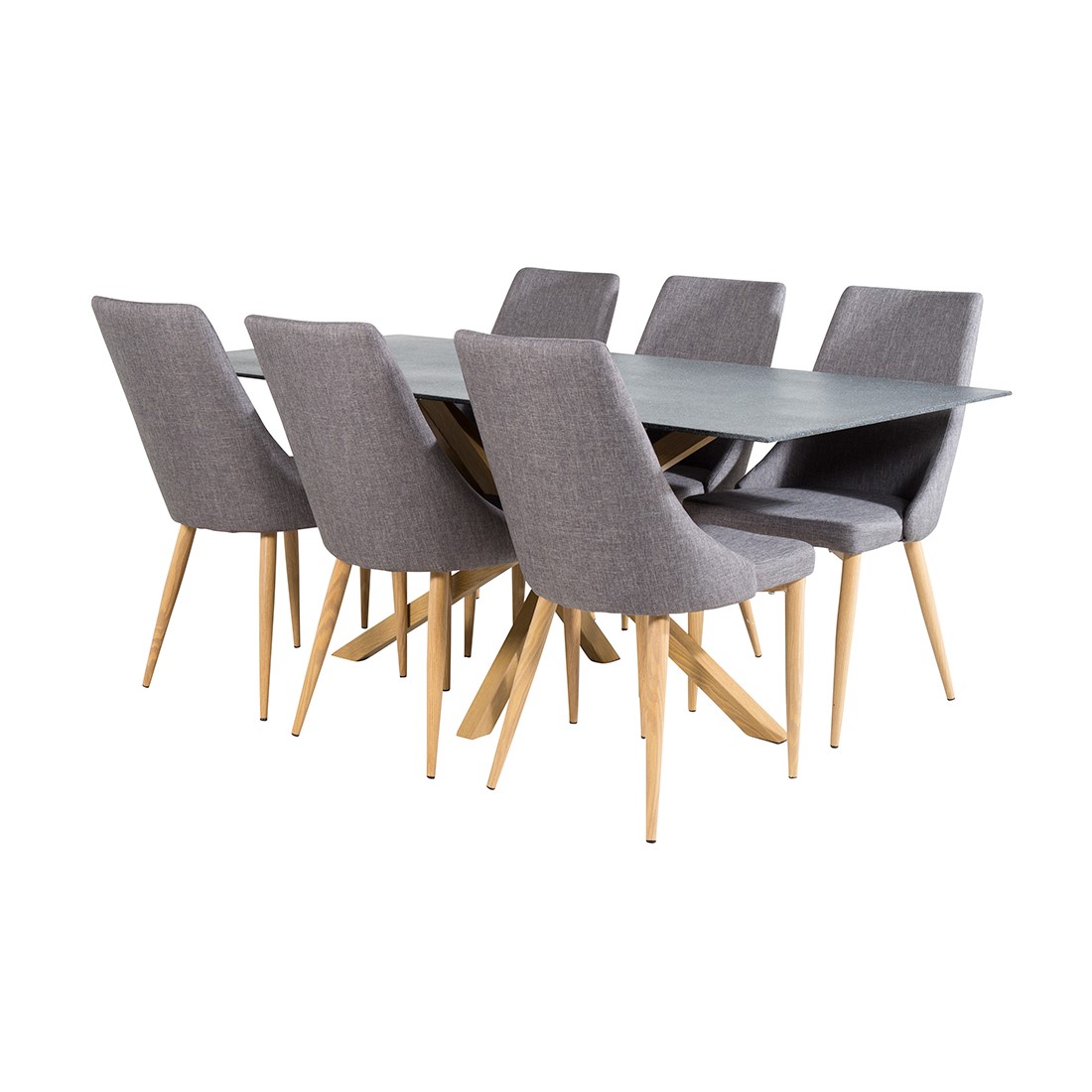 Piazza Dining Table 180x90 cm+Leone Dining Chair Grå/Ek