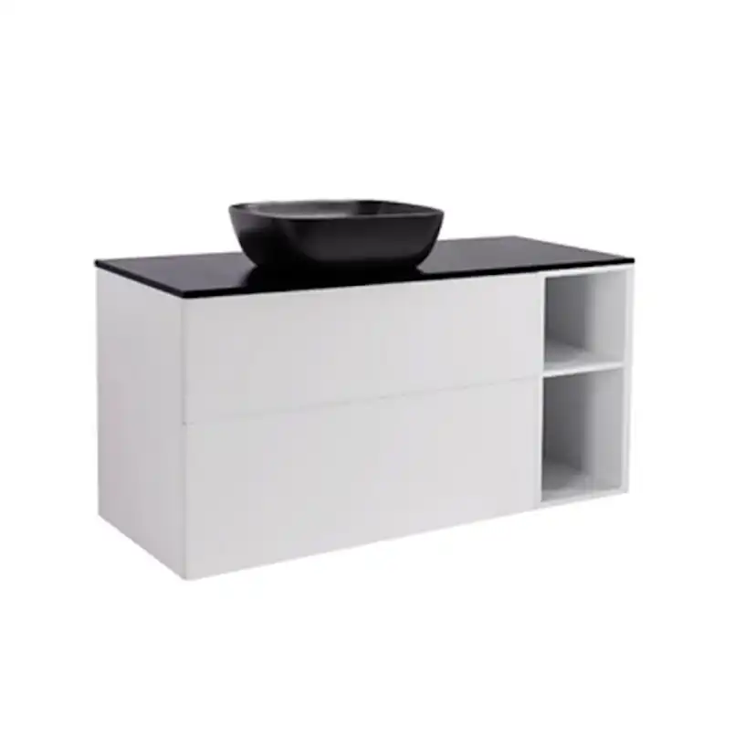 A IS90+30Ö VIT BS SV+TS REKSV Färg: Vit, Färg Tvättställ: Svart, Färg Bänkskiva: Svart, Rektangulär Form, Storlek: 740x1210 mm