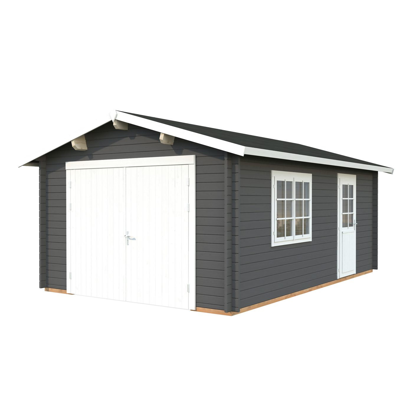 Roger 19,0 m2 mit Holztor PNT7012W2 Mörkgrå/Vit