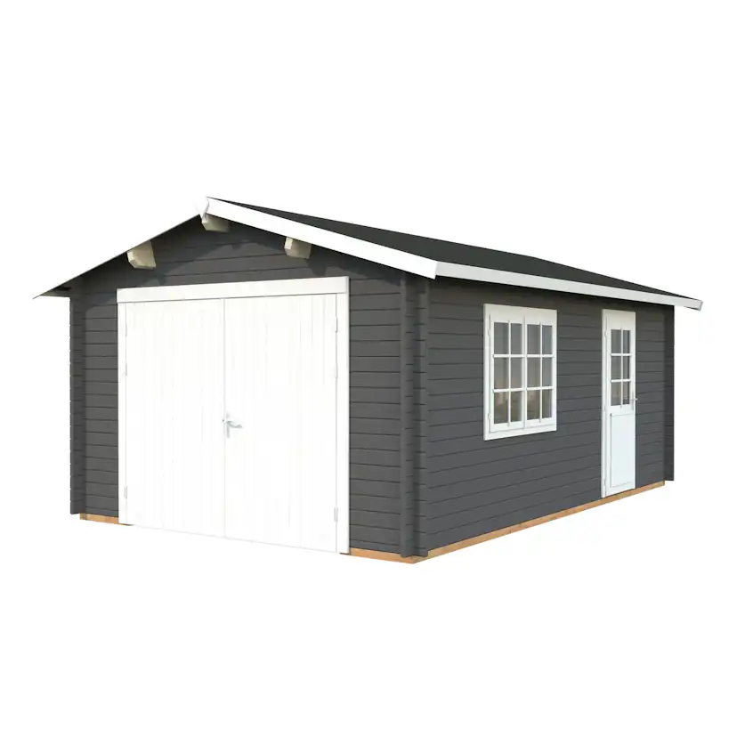 Roger 19,0 m2 mit Holztor PNT7012W2 Mörkgrå/Vit