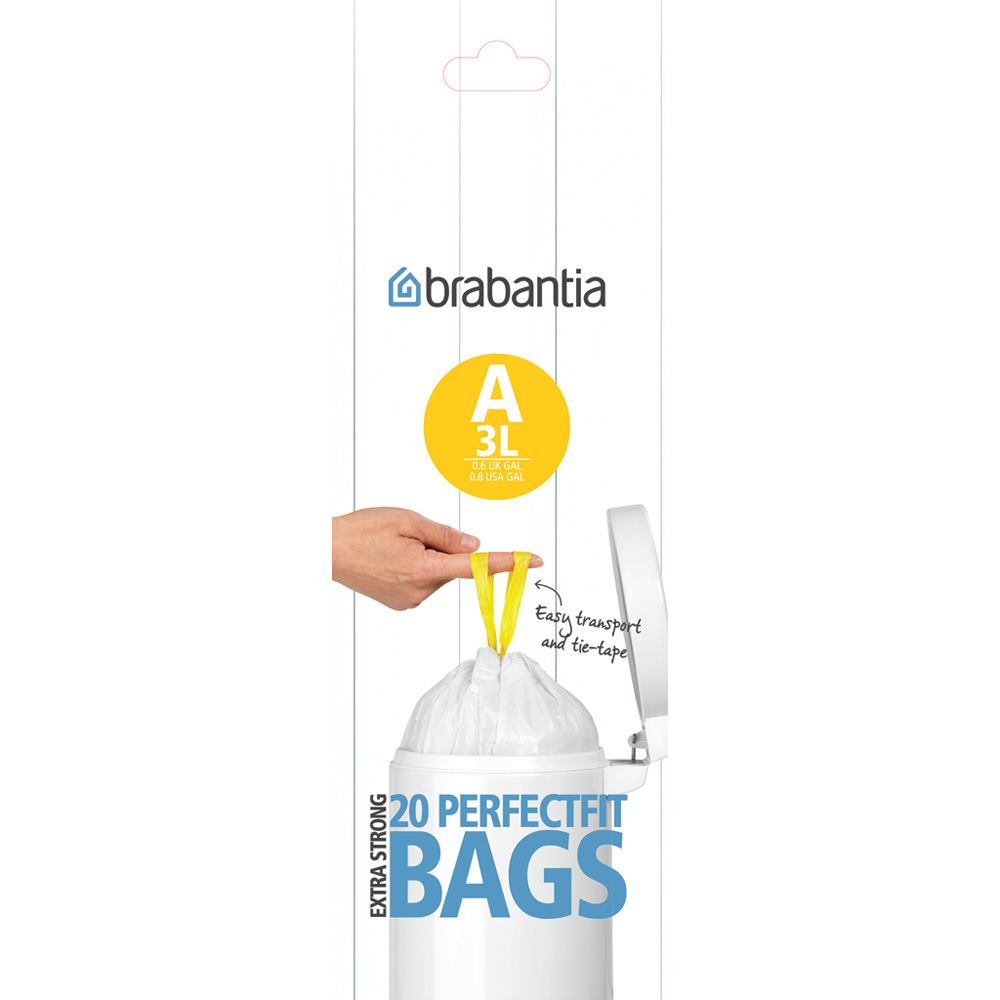 Avfallspåsar Brabantia 3L Vit Plastpåse med Knytband