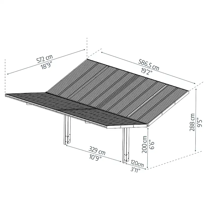 Carport Canopia by Palram Sydney Double V-Roof Aluminum 6x6 m Black